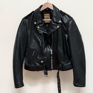 Schott NYC Women's Cropped Perfecto in Lambskin Leather Jacket